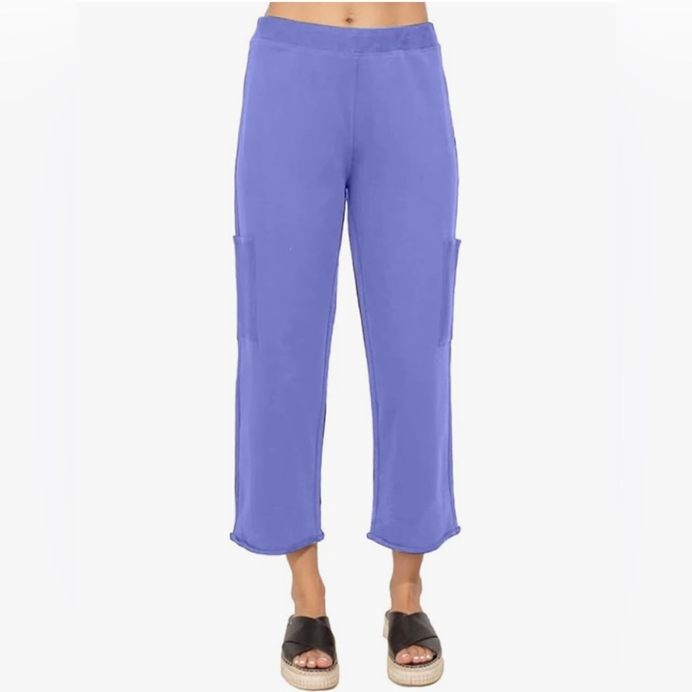 NEW Escape Habitat Pull On Pants Womens XL Baja Blue Periwinkle Terry Flood Pant